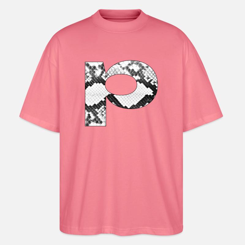 Schlangenmuster Buchstabe p - Stanley/Stella Oversized Unisex Bio T-Shirt Blaster 2.0 - Pink 