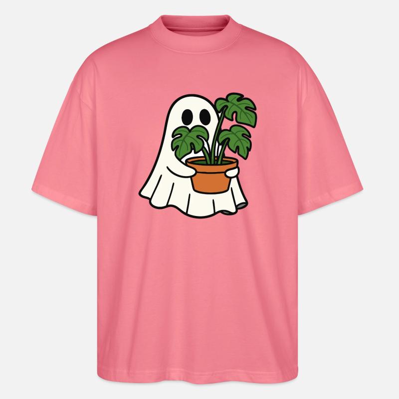 Süßes Gespenst mit Monstera Pflanze - Stanley/Stella Oversized Unisex Bio T-Shirt Blaster 2.0 - Pink 