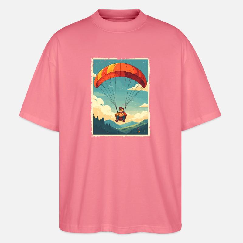 Abenteuerliche Pizza-Flugreise Illustration - Stanley/Stella Oversized Unisex Bio T-Shirt Blaster 2.0 - Pink 
