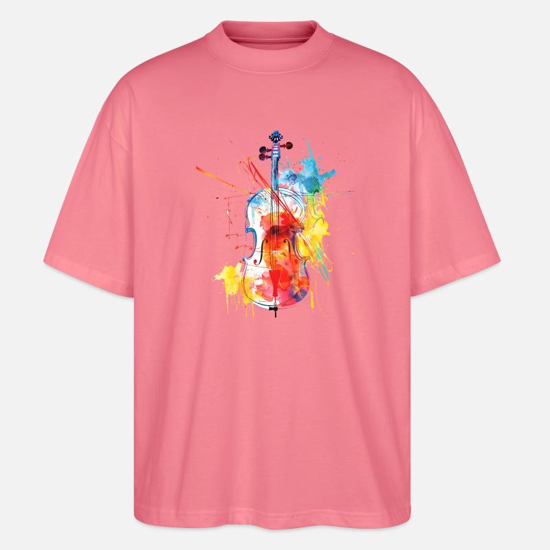 Farbenfrohe Violinenkunst - Stanley/Stella Oversized Unisex Bio T-Shirt Blaster 2.0 - Pink 