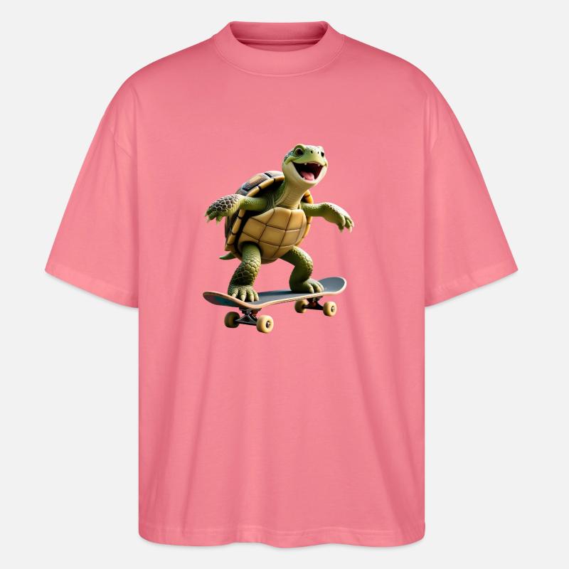 Skater-Schildkröte - Stanley/Stella Oversized Unisex Bio T-Shirt Blaster 2.0 - Pink 