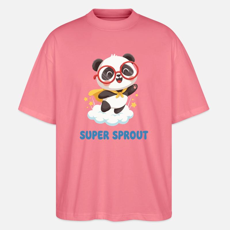Süßer Super Sprout Panda mit Kappe - Stanley/Stella Oversized Unisex Bio T-Shirt Blaster 2.0 - Pink 