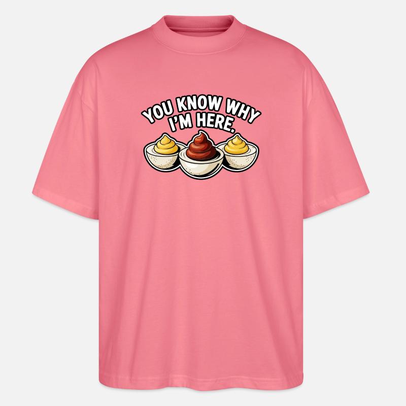 Deviled Egg Lover Funny Food Shirt - Stanley/Stella Oversized Unisex Bio T-Shirt Blaster 2.0 - Pink 
