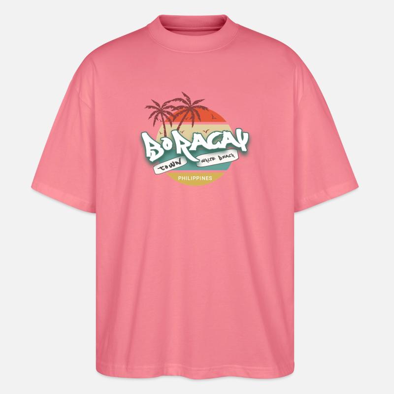 BoRacay White Beach Philippines Sunset - Stanley/Stella Oversized Unisex Bio T-Shirt Blaster 2.0 - Pink 