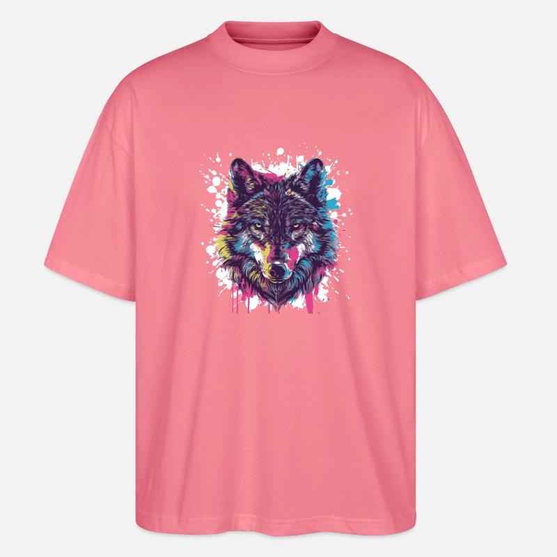 Wolf Tier Farbklecks - Stanley/Stella Oversized Unisex Bio T-Shirt Blaster 2.0 - Pink