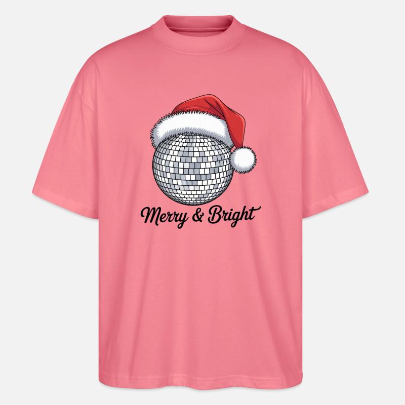 Disco Weihnachtsmann mit Merry & Bright - Stanley/Stella Oversized Unisex Bio T-Shirt Blaster 2.0 - Pink 