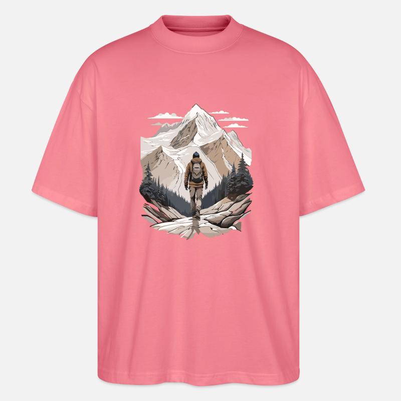 Wanderer vor Berggipfel - Stanley/Stella Oversized Unisex Bio T-Shirt Blaster 2.0 - Pink 
