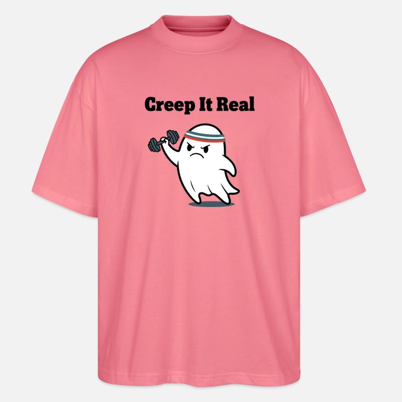 Creep It Real Ghost Workout - Stanley/Stella Oversized Unisex Bio T-Shirt Blaster 2.0 - Pink 