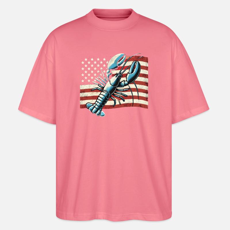 Homard devant le drapeau américain - T-shirt bio Blaster 2.0 coupe oversize Stanley/Stella Unisexe - rose
