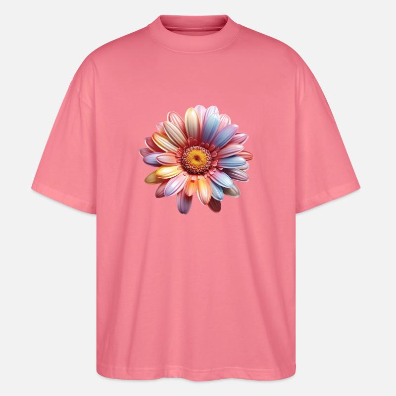 Regenbogen Gänseblümchen – Bunte Flowerpower - Stanley/Stella Oversized Unisex Bio T-Shirt Blaster 2.0 - Pink 