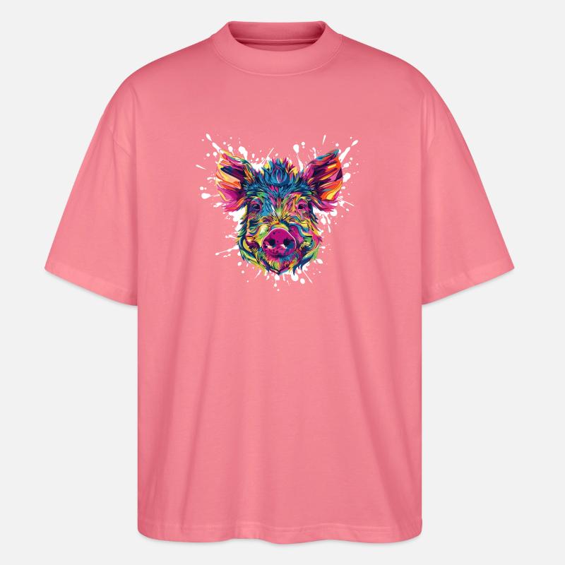 Farbexplosion Schweinekopf - Stanley/Stella Oversized Unisex Bio T-Shirt Blaster 2.0 - Pink 
