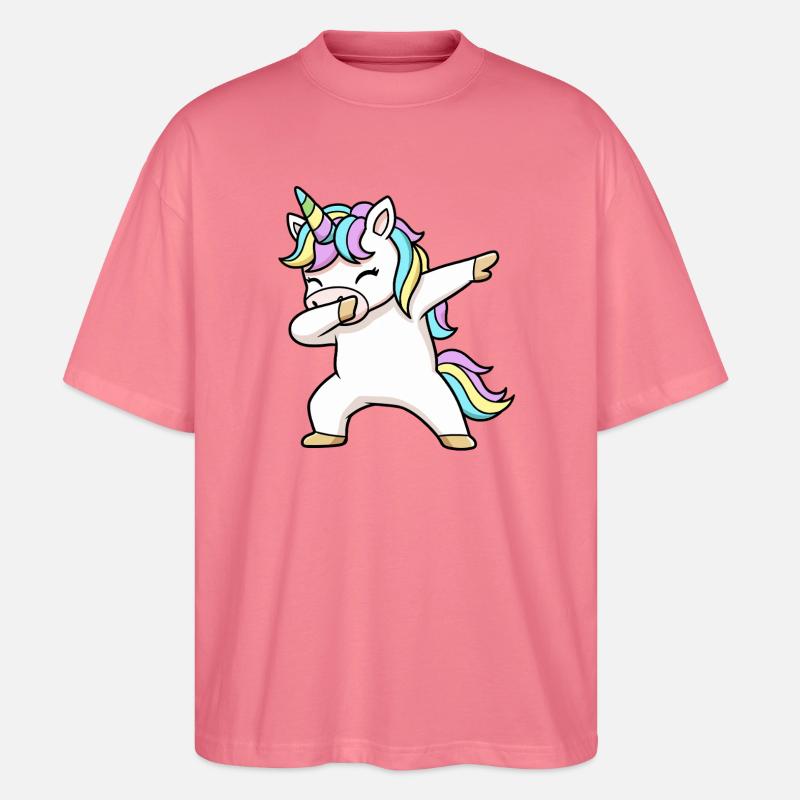 Buntes Einhorn in Dab Position  - Stanley/Stella Oversized Unisex Bio T-Shirt Blaster 2.0 - Pink 