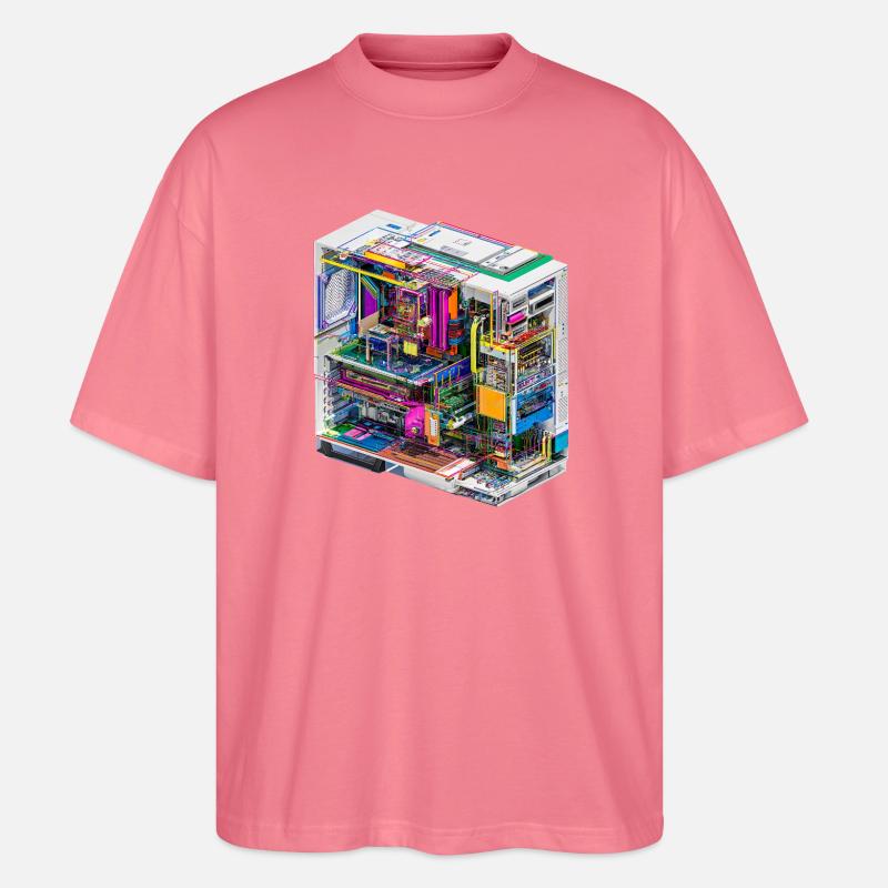 Buntes Innenleben eines Computers - Stanley/Stella Oversized Unisex Bio T-Shirt Blaster 2.0 - Pink 