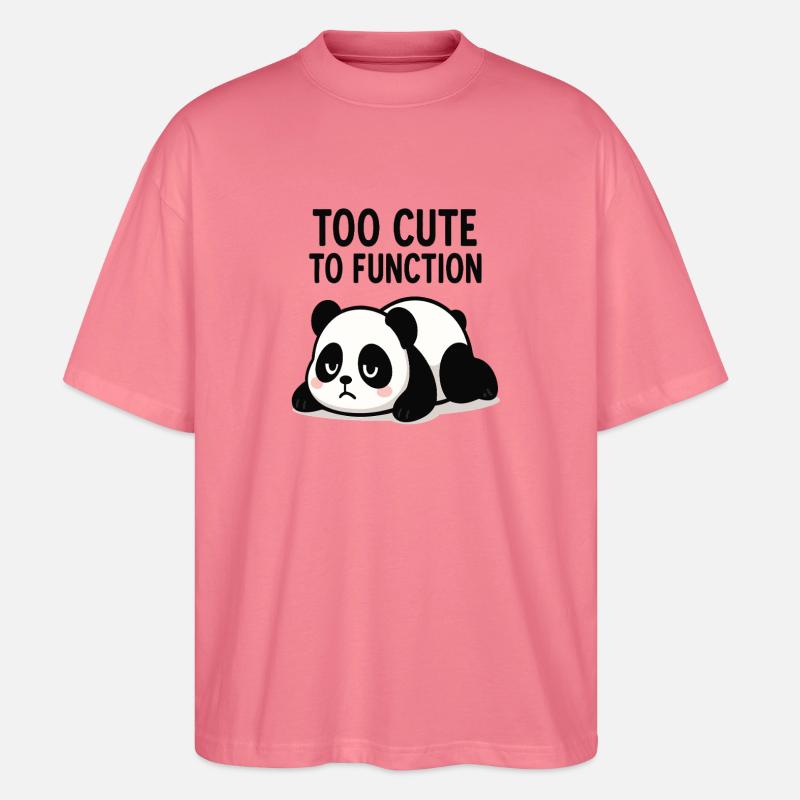 Too Cute To Function Panda - Stanley/Stella Oversized Unisex Bio T-Shirt Blaster 2.0 - Pink 