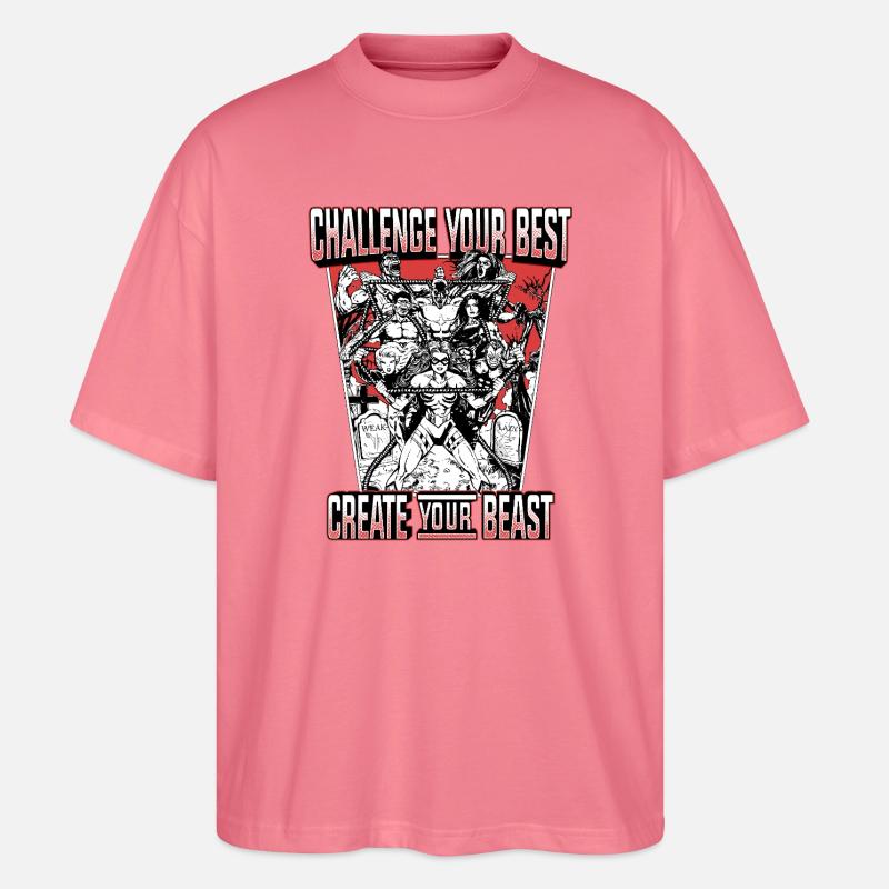CYB - Impression arrière - Noir/Blanc/Rouge - Défi - T-shirt bio Blaster 2.0 coupe oversize Stanley/Stella Unisexe - rose 
