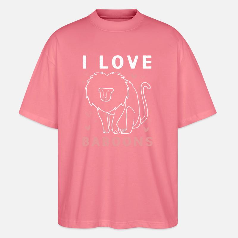 Pavian Primat Affe Affen Baboon - Stanley/Stella Oversized Unisex Bio T-Shirt Blaster 2.0 - Pink 