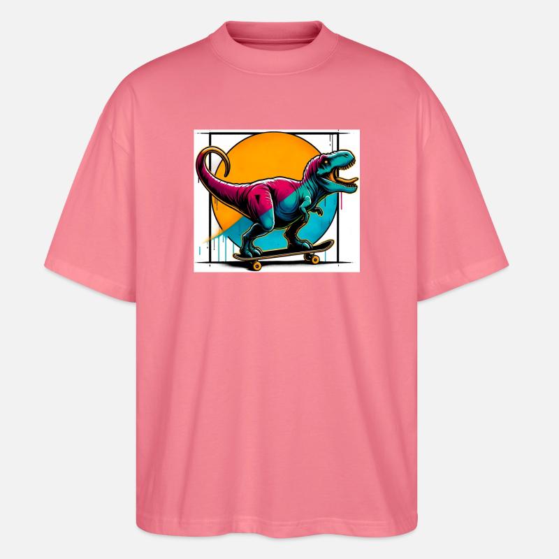 Dinosaurier auf Skateboard - Stanley/Stella Oversized Unisex Bio T-Shirt Blaster 2.0 - Pink