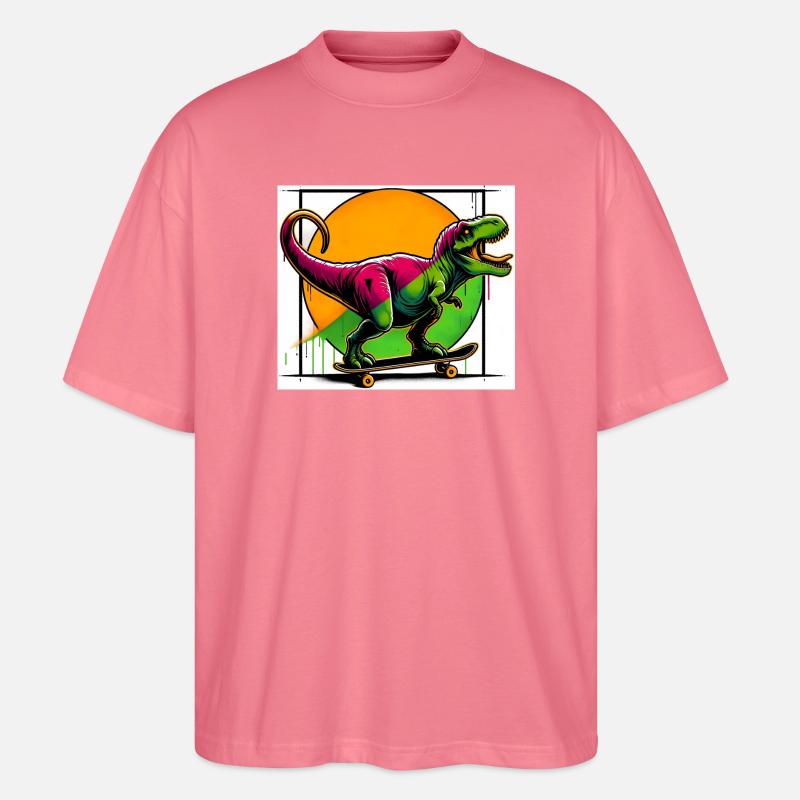 Dinosaurier auf Skateboard - Stanley/Stella Oversized Unisex Bio T-Shirt Blaster 2.0 - Pink 