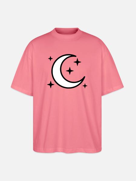 Crescent Moon & Stars | Magic Night - Stanley/Stella Oversized Unisex Organic T-shirt Blaster 2.0 - pink joy