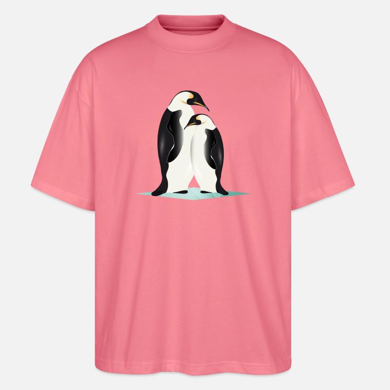 Zwei elegant gezeichnete Pinguine - Stanley/Stella Oversized Unisex Bio T-Shirt Blaster 2.0 - Pink 
