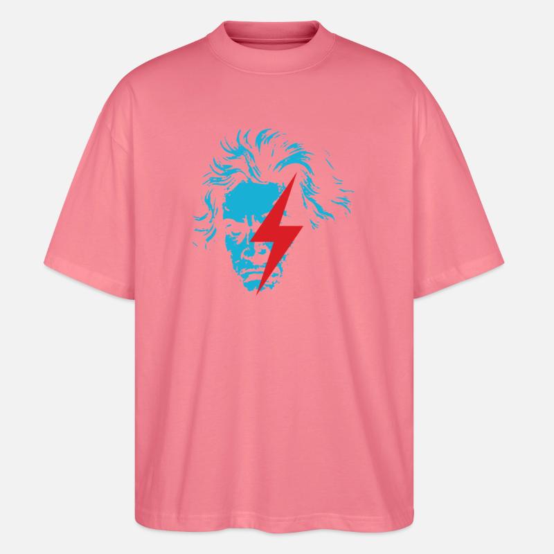 Blaues Beethoven-Gesicht mit rotem Blitz - Stanley/Stella Oversized Unisex Bio T-Shirt Blaster 2.0 - Pink 