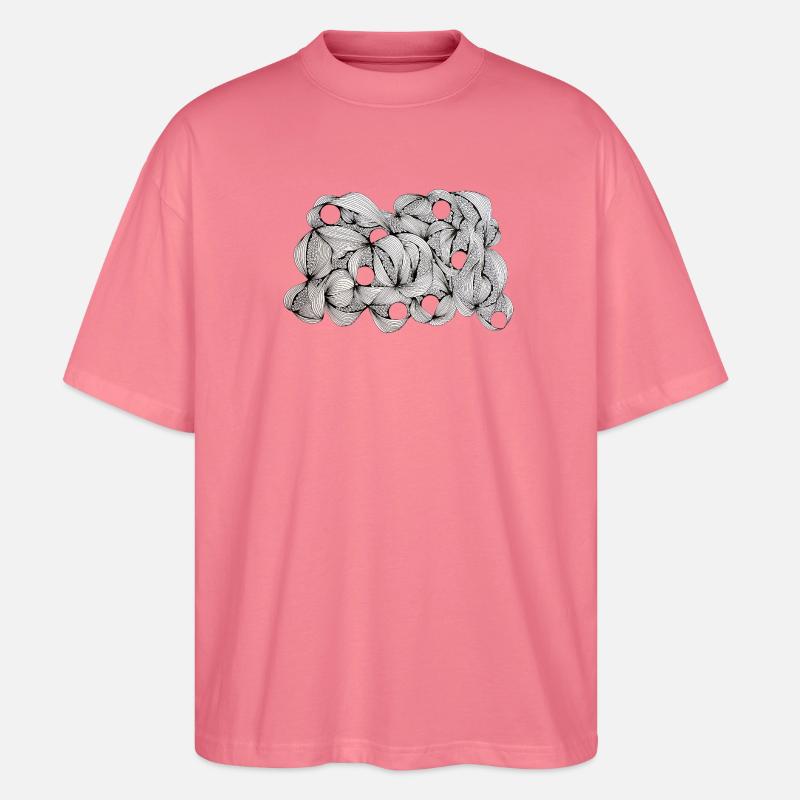 Lined Leaf Weave Pattern - Stanley/Stella Oversized Unisex Organic T-shirt Blaster 2.0 - pink joy 