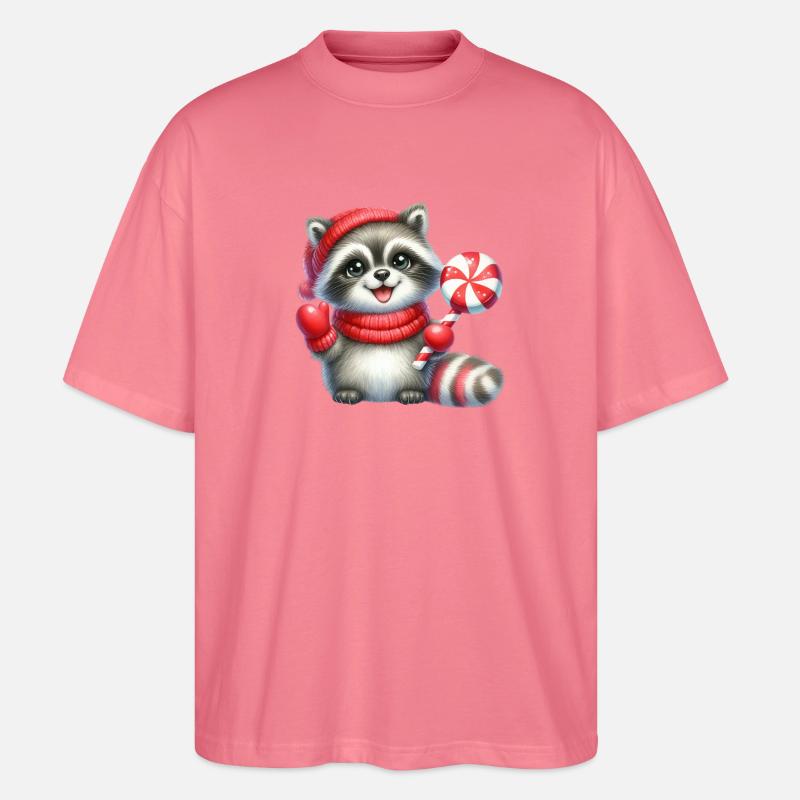 Gemütlicher Waschbär mit Zuckerstange - Stanley/Stella Oversized Unisex Bio T-Shirt Blaster 2.0 - Pink 