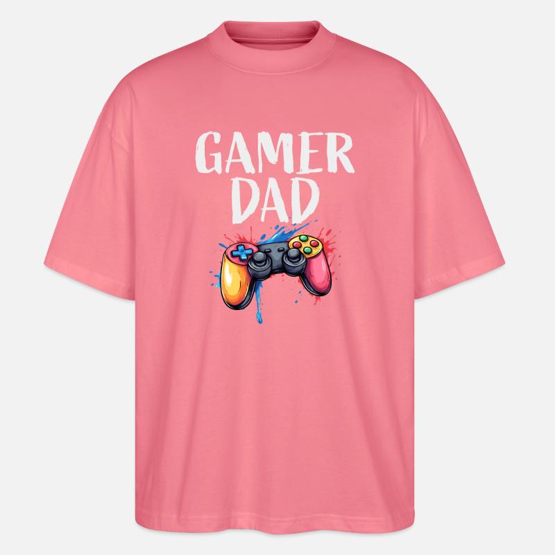 Gamer Papa Controller Splash - Stanley/Stella Oversized Unisex Bio T-Shirt Blaster 2.0 - Pink