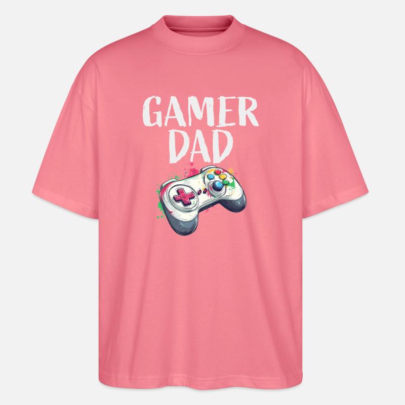 Gamer Dad Controller Splash - Stanley/Stella Oversized Unisex Organic T-shirt Blaster 2.0 - pink joy 