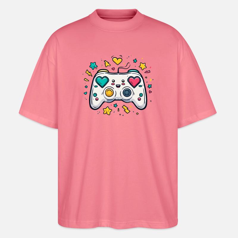 Conception de jeu Heart Controller Neon - T-shirt bio Blaster 2.0 coupe oversize Stanley/Stella Unisexe - rose 