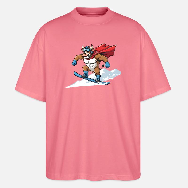 Snowboardender Super Stier Im Schnee - Stanley/Stella Oversized Unisex Bio T-Shirt Blaster 2.0 - Pink 