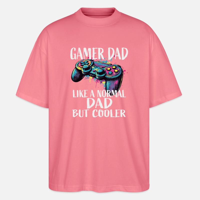 Gamer Dad Cooler Controller Splash - Stanley/Stella Oversized Unisex Bio T-Shirt Blaster 2.0 - Pink