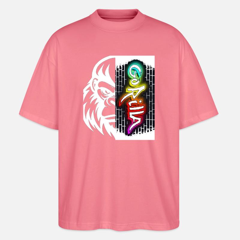 Neon-Graffiti-Text auf Ziegeln - Stanley/Stella Oversized Unisex Bio T-Shirt Blaster 2.0 - Pink 