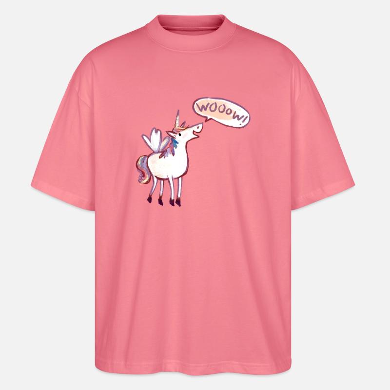 Einhorn Comic, wow, Staunt - Stanley/Stella Oversized Unisex Bio T-Shirt Blaster 2.0 - Pink 