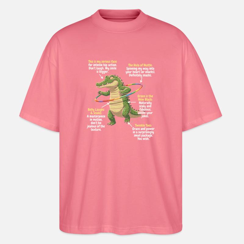 Karikatur-Alligator mit Regenbogen-Reif - Stanley/Stella Oversized Unisex Bio T-Shirt Blaster 2.0 - Pink