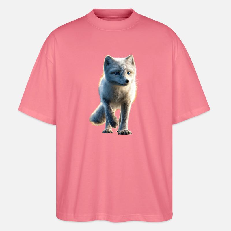 Polarfuchs Schneefuchs Eisfuchs Süßer Weißer Fuchs - Stanley/Stella Oversized Unisex Bio T-Shirt Blaster 2.0 - Pink 