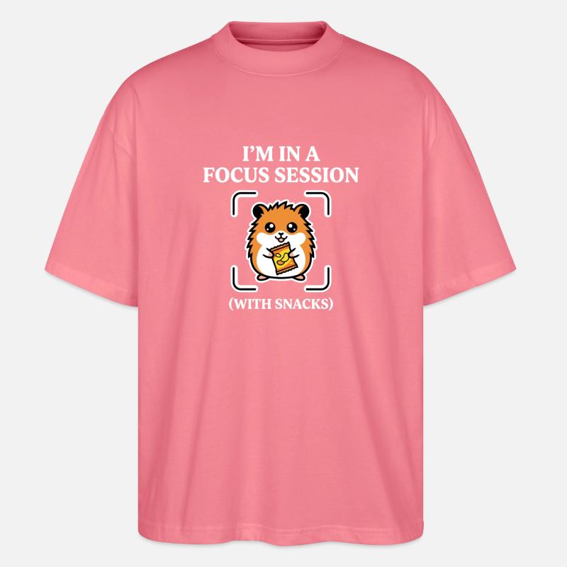 Fokussitzung mit Snacks Hamsterhumor - Stanley/Stella Oversized Unisex Bio T-Shirt Blaster 2.0 - Pink 