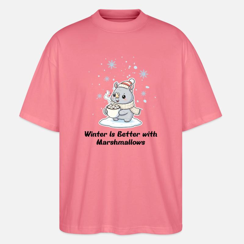 Winter Nashorn - Marshmallows & Kakao Geschenk - Stanley/Stella Oversized Unisex Bio T-Shirt Blaster 2.0 - Pink 