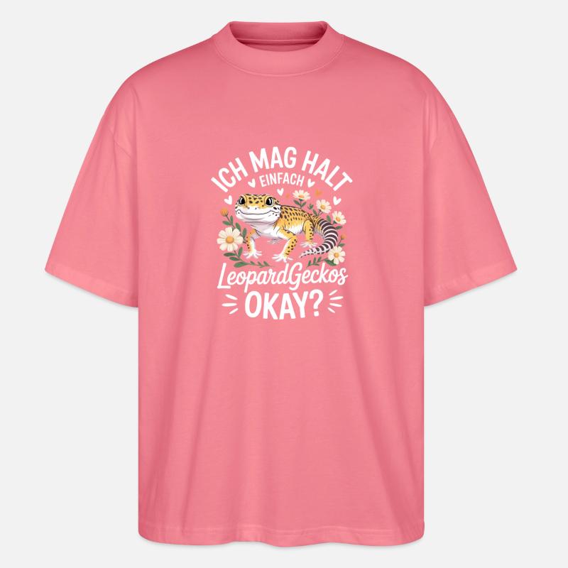 LeopardGecko Charm mit Blüten - Stanley/Stella Oversized Unisex Bio T-Shirt Blaster 2.0 - Pink 