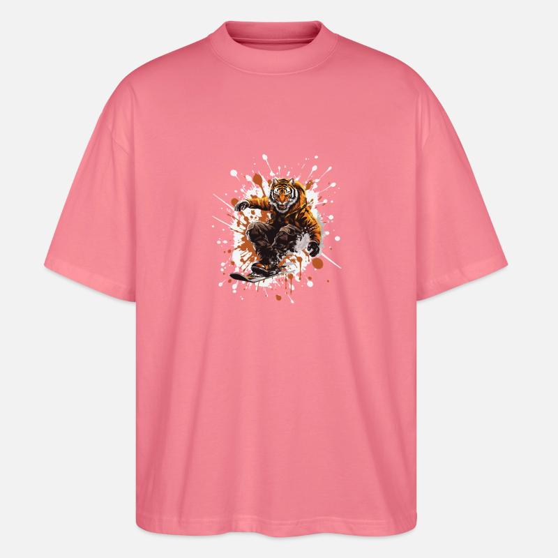 Tiger Snowboard - Stanley/Stella Oversized Unisex Bio T-Shirt Blaster 2.0 - Pink 