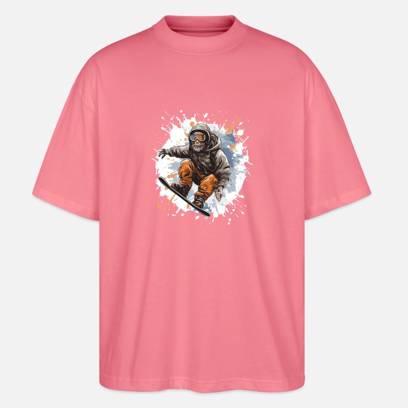Monkey Snowboard - Stanley/Stella Oversized Unisex Organic T-shirt Blaster 2.0 - pink joy 