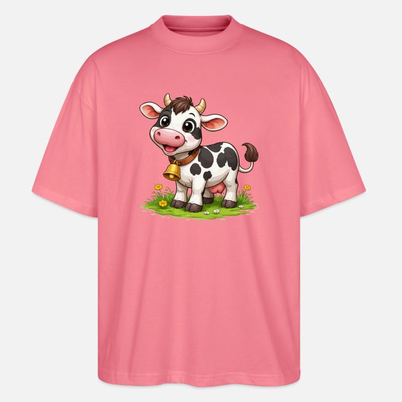 Kuh mit Glöckchen auf Weide - Stanley/Stella Oversized Unisex Bio T-Shirt Blaster 2.0 - Pink 