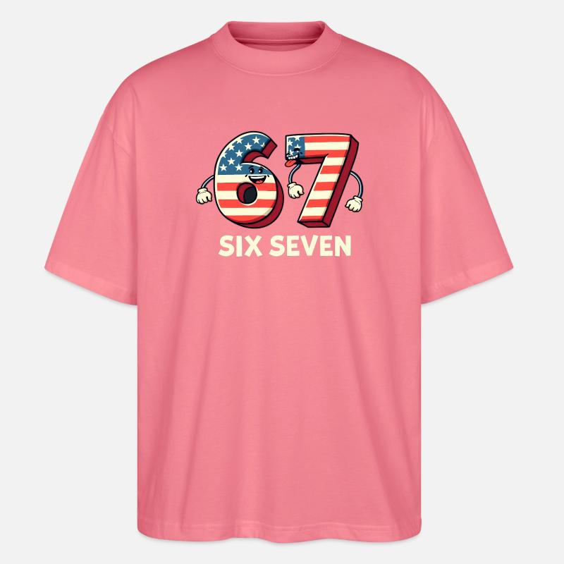 US Flag 67 Memes Six Seven - Stanley/Stella Oversized Unisex Bio T-Shirt Blaster 2.0 - Pink 