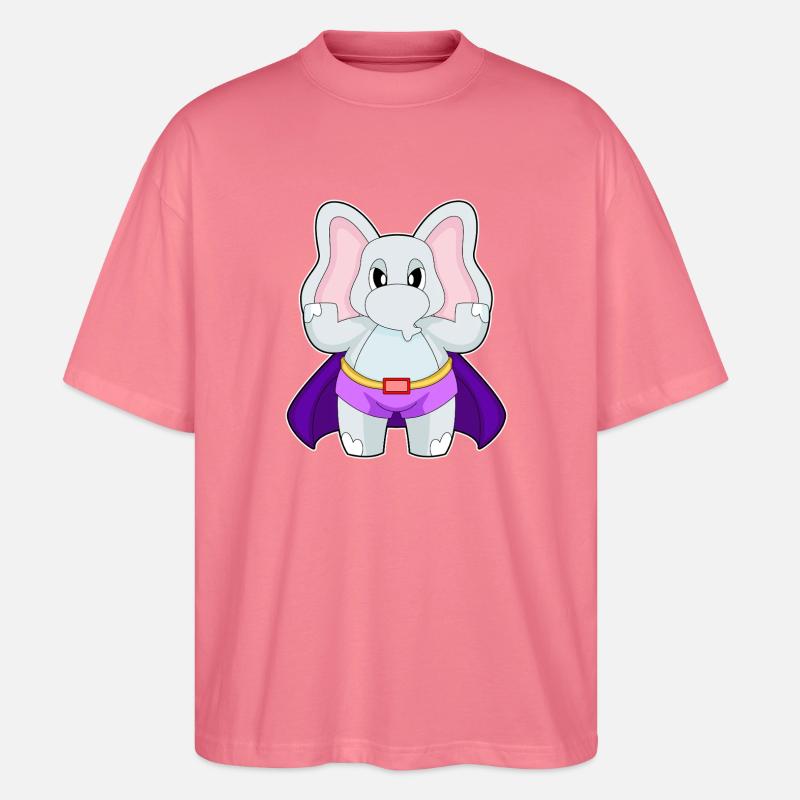 Cape de super-héros éléphant - T-shirt bio Blaster 2.0 coupe oversize Stanley/Stella Unisexe - rose
