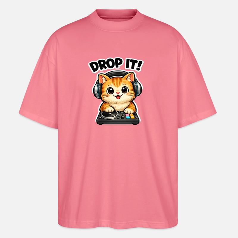Drop It DJ-Katze - Stanley/Stella Oversized Unisex Bio T-Shirt Blaster 2.0 - Pink 