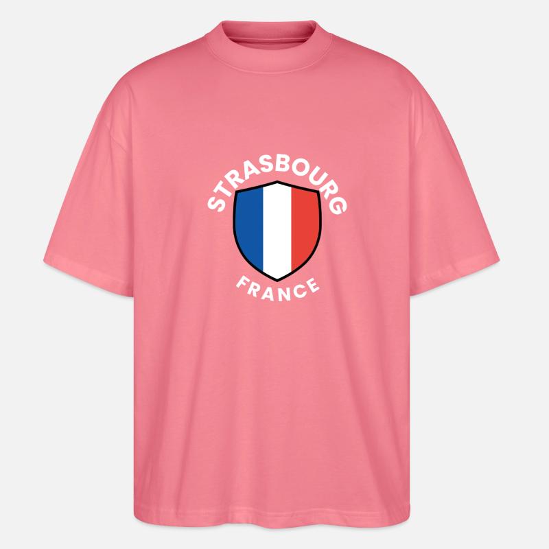 Straßburger Schild Frankreich - Stanley/Stella Oversized Unisex Bio T-Shirt Blaster 2.0 - Pink 