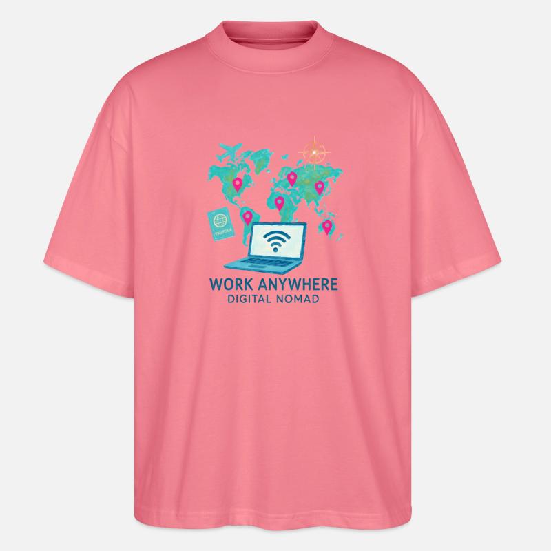 Telearbeit – Telearbeit – Voll-Fernarbeit - Stanley/Stella Oversized Unisex Bio T-Shirt Blaster 2.0 - Pink 