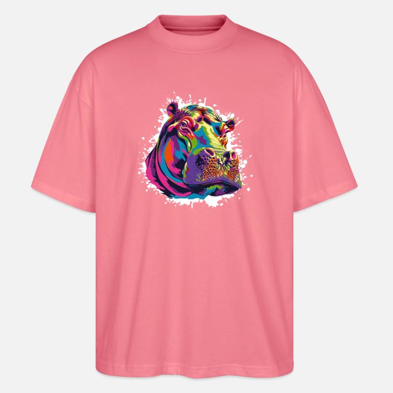 Nilpferd Kunst Comic - Stanley/Stella Oversized Unisex Bio T-Shirt Blaster 2.0 - Pink