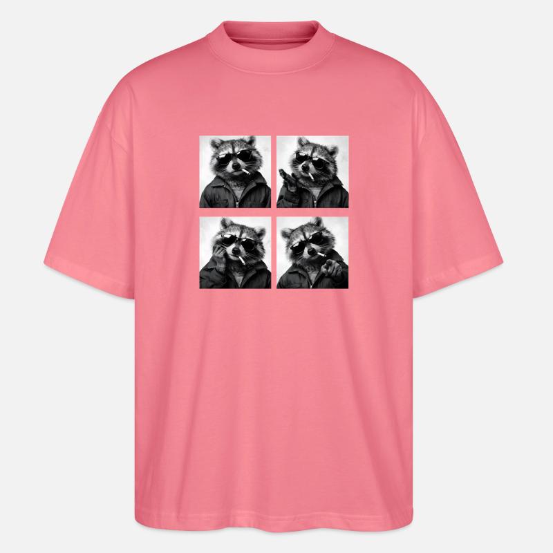 Waschbär Noir Vierfach: Sonnenbrille Zigarette - Stanley/Stella Oversized Unisex Bio T-Shirt Blaster 2.0 - Pink