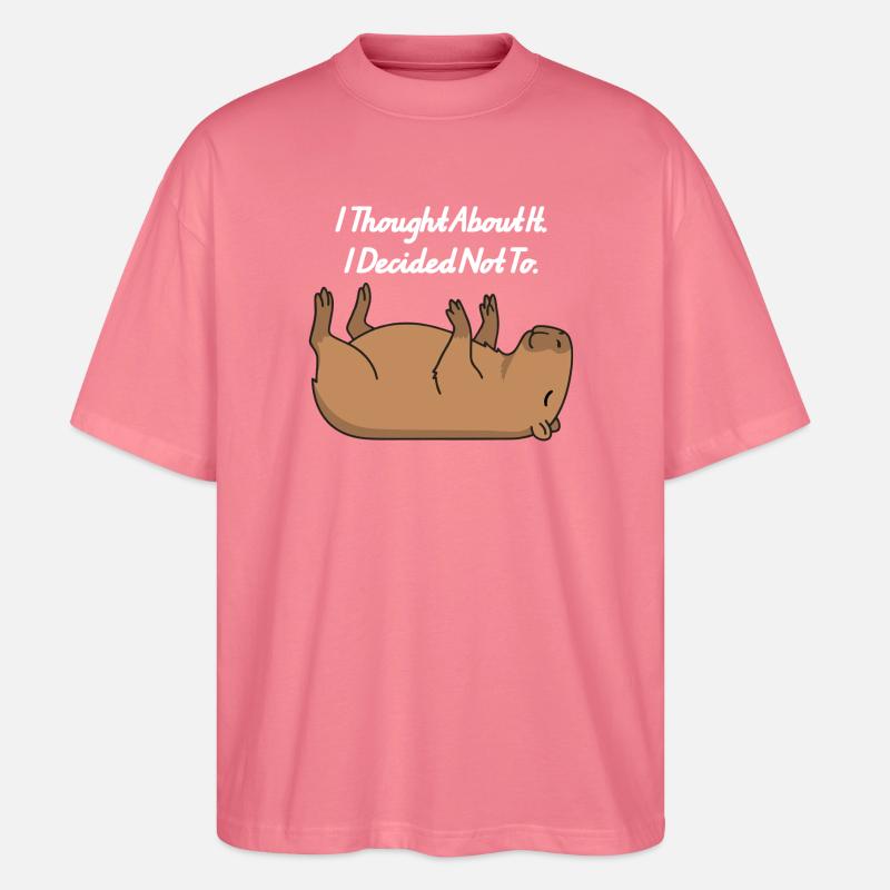 Capybara Lying Humor Procrastination Sloth - Stanley/Stella Oversized Unisex Organic T-shirt Blaster 2.0 - pink joy 
